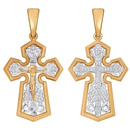 Крест из комбинированного золота 121332