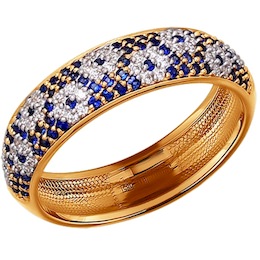 Кольцо из золота с бриллиантами и сапфирами 2010230