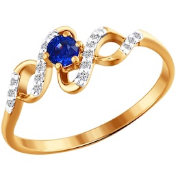 Золотое кольцо с драгоценными камнями 2010310