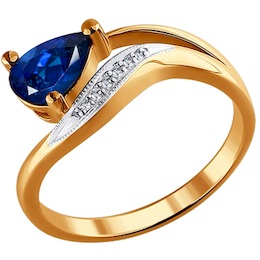 Кольцо из золота с бриллиантами и сапфиром 2010498