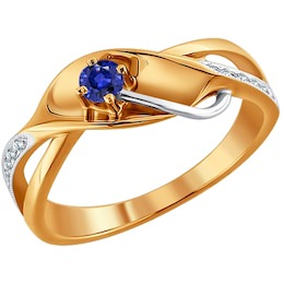 Кольцо из золота с бриллиантами и сапфиром 2010516