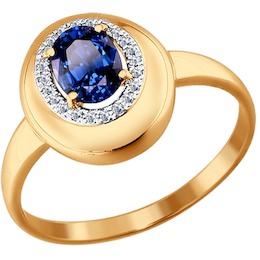 Кольцо из золота с бриллиантами и сапфиром 2010946