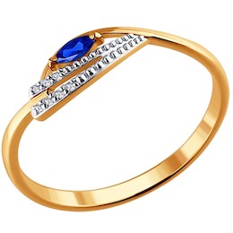 Кольцо из золота с бриллиантами и сапфиром 2010967