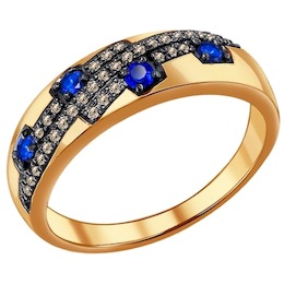 Кольцо из золота с бриллиантами и сапфирами 2010973