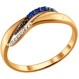 Кольцо из золота с бриллиантами и сапфирами 2010977