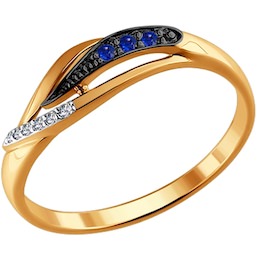 Кольцо из золота с бриллиантами и сапфирами 2010978