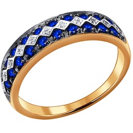 Кольцо из золота с бриллиантами и сапфирами 2010979