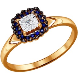 Кольцо из золота с бриллиантом и сапфирами 2011001