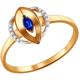 Кольцо из золота с бриллиантами и сапфиром 2011011