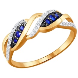 Кольцо из золота с бриллиантами и сапфирами 2011028