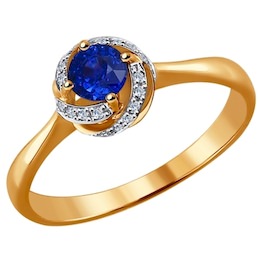 Кольцо из золота с бриллиантами и сапфиром 2011039