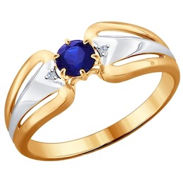 Кольцо из золота с бриллиантами и сапфиром 2011050