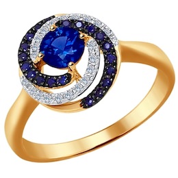 Кольцо из золота с бриллиантами и сапфирами 2011051