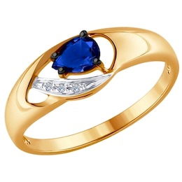 Кольцо из золота с бриллиантами и сапфиром 2011056