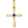 Крест из золота с бриллиантами и сапфиром 2120016