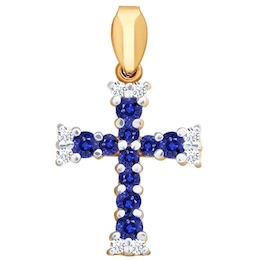 Крест из золота с бриллиантами и сапфирами 2120026
