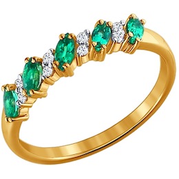Золотое кольцо с драгоценными камнями 3010027