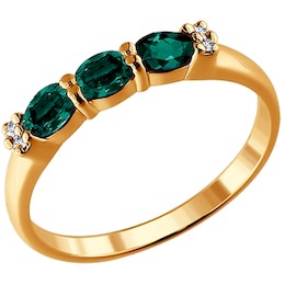 Кольцо из золота с бриллиантами и изумрудами 3010106