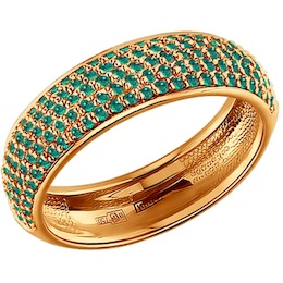 Золотое кольцо с изумрудной дорожкой 3010156