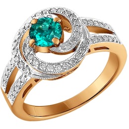Кольцо из золота с бриллиантами и изумрудом 3010160