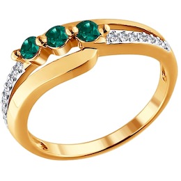 Кольцо из золота с бриллиантами и изумрудами 3010195