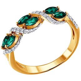 Кольцо из золота с бриллиантами и изумрудами 3010204