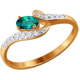 Кольцо из золота с бриллиантами и изумрудом 3010263
