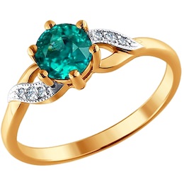 Кольцо из золота с бриллиантами и изумрудом 3010290