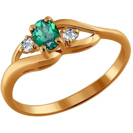 Кольцо из золота с бриллиантами и изумрудом 3010298