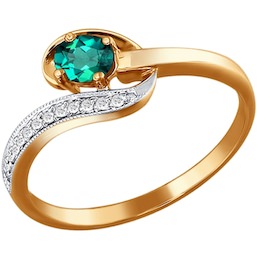 Золотое кольцо с изумрудом и бриллиантами 3010354