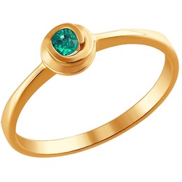 Тонкое кольцо из золота с изумрудом 3010359