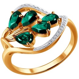 Кольцо из золота с бриллиантами и изумрудами 3010421