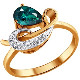 Кольцо из золота с бриллиантами и изумрудом 3010430