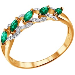 Кольцо из золота с бриллиантами и изумрудами 3010440