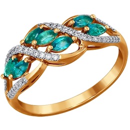 Кольцо из золота с бриллиантами и изумрудами 3010499