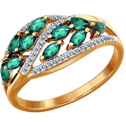 Кольцо из золота с бриллиантами и изумрудами 3010507