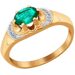 Кольцо из золота с бриллиантами и изумрудом 3010508