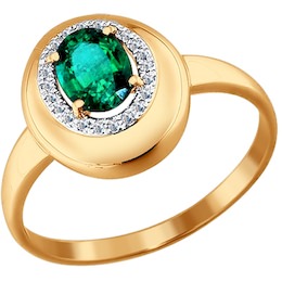 Кольцо из золота с бриллиантами и изумрудом 3010509