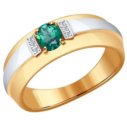 Кольцо из золота с бриллиантами и изумрудом 3010539