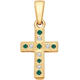 Крест из золота с бриллиантами и изумрудами 3120005