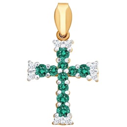 Крест из золота с бриллиантами и изумрудами 3120017