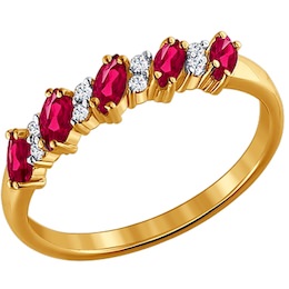 Кольцо из золота с бриллиантами и рубинами 4010027