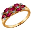 Кольцо из золота с бриллиантами и рубинами 4010033