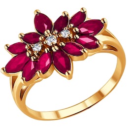 Кольцо из золота с бриллиантами и рубинами 4010075