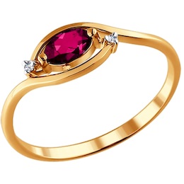 Кольцо из золота с бриллиантами и рубином 4010108