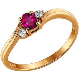 Кольцо из золота с бриллиантами и рубином 4010150
