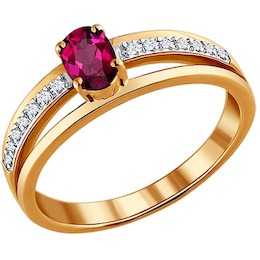 Кольцо из золота с бриллиантами и рубином 4010159