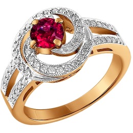 Кольцо из золота с бриллиантами и рубином 4010167
