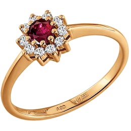 Кольцо из золота с бриллиантами и рубином 4010184