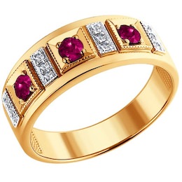 Кольцо из золота с бриллиантами и рубинами 4010194